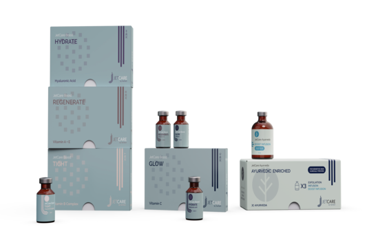 JetCare Boost Infusion Bottles and Boxes